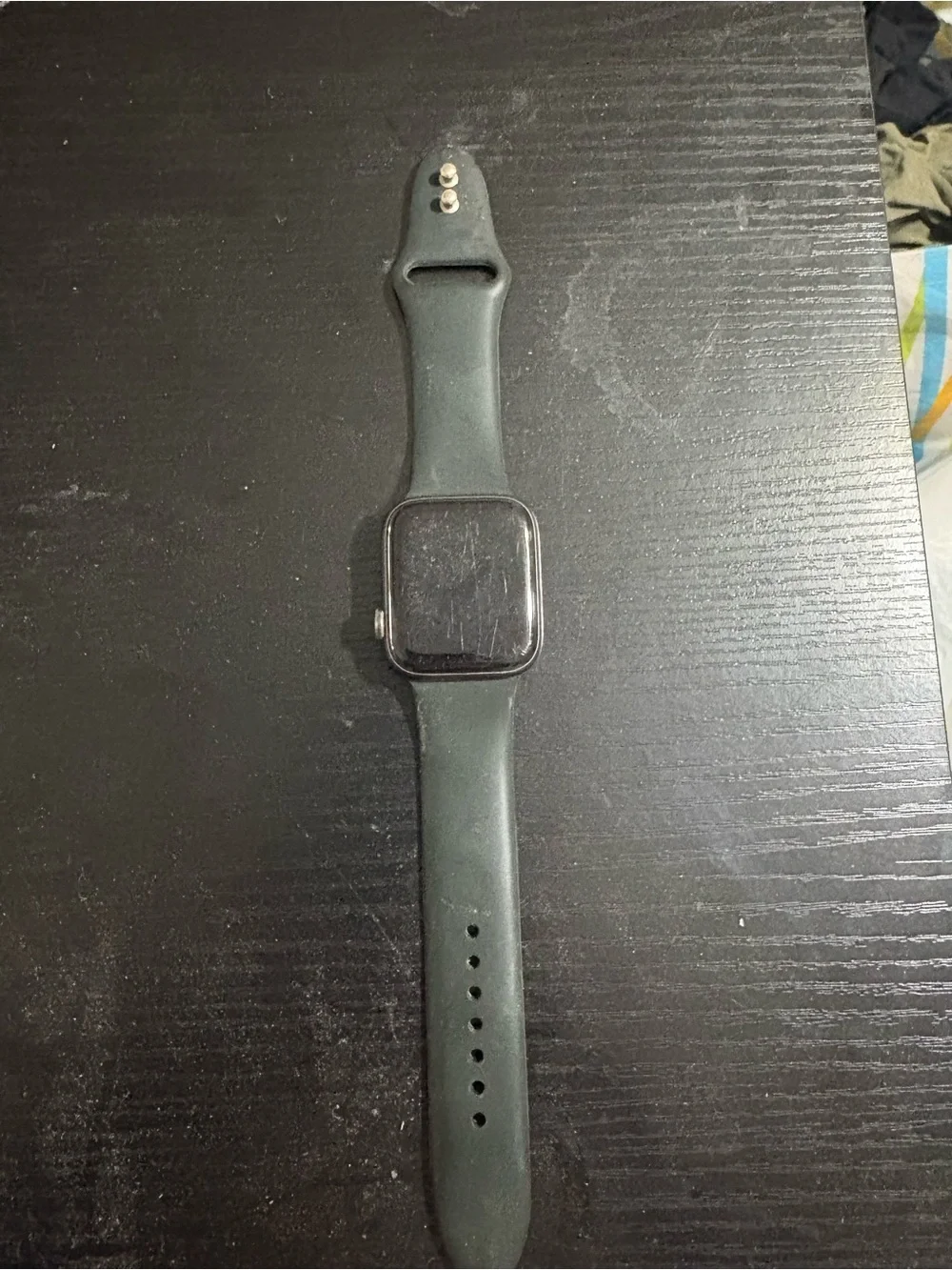 Apple Smartwatch with Dark Green Silicone Band
